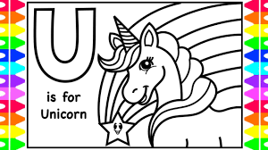 Pixar's coco is in theaters everywhere now and to help celebrate, here are some free printable coloring pages, activity sheets pixar's latest film, coco, has hit theaters this week and i cannot wait to take my daughters to see it. Abc Coloring U Is For Unicorn Unicorn How To Coloring Page For Kids Children Learning Colors Youtube