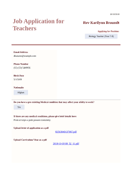 Job Application For Teachers Template - Pdf Templates | Jotform