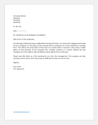 Writing letter should indicate the details regarding the purpose, any intention or a kind of public notice. First Warning Letter For Mobile Use At Work Word Excel Templates