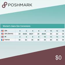 size conversion chart this is approximate all jeans fit