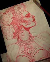 Jeff Norton Red Pencil Sketch Ink Art Art Art Tattoo