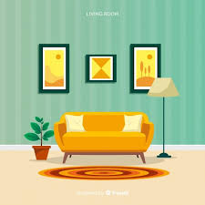 Interior of the living room. Modern Living Room With Flat Design Living Room Vector Flat Design Commercial Interior Design