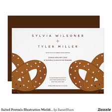 Salted Pretzels Illustration Wedding White Brown Invitation Zazzle Com Brown Invitation Fun Wedding Invitations Invitations