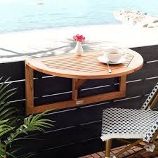 Safavieh Owens Folding Teak Balcony Table Wayfair In 2020 Half Table Patio Furniture Deals Outdoor Deck Furniture