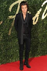 Read how this was uncovered here. Harry Styles Wearing Black Blazer Black Dress Shirt Black Skinny Jeans Dark Brown Suede Chelsea Boots Lookastic