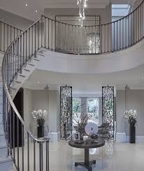 Grand Entrance Hall Foyer Entryway Staircase With Centre Table And Marble Floors House Entrance House Design Stairs Architecture