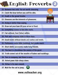 50 Useful And Important English Proverbs For Esl Students Esl Teacher Good Grammar Proverbs English Learn English