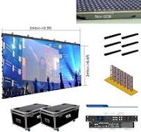 LED Screen Pack, Ultra-HD (P2.976, P3.97), indoor-outdoor 9.9 x 6. 6 Feet  (3mts X 2mts) + Processor + Cases + Cables + Mounting (Copy)