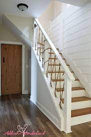 Our Little White Cottage The Inside Tour Addison S Wonderland White Shiplap Wall Cottage Stairs Stair Railing