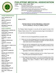 Position paper state of broadband in the philippines. Position Paper Of The Philippine Medical Association On The Lowering Of The Age Of Criminal Liability Philippine Medical Association