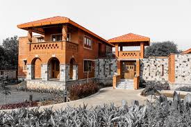 Twisted Columns Sustain This Red Brick Home By D6thd Design Red Brick House Brick House Brick Architecture