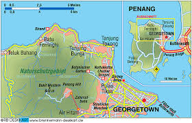 Penang is a malaysian state located on the northwest coast of peninsular malaysia, by the malacca strait.it has two parts: Map Of Penang Island In Malaysia Welt Atlas De
