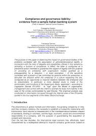 Check spelling or type a new query. Pdf Compliance And Governance Liability Evidence From A Sample Italian Banking System