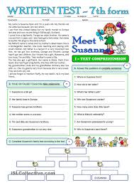 Susannas Family 3 Page Test 7th Grade Reading Comprehension Comprehension 7th Grade English