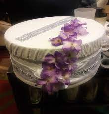 Diy Card Box Under 10 Thrift Store Hat Box 5 Vinyl 3 Faux Flower And Bling From Dollar Tree Diy Card Box Faux Flowers Card Box