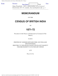 the Census of British India of 1871-72