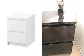Small white gloss bedside table ikea. Vintage Metal Cabinet Created From Simple Ikea Chest Ikea Hackers