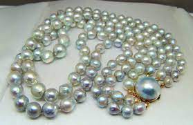 Vintage 14k Gold Mabe Pearl Clasp Triple Strand Gray Etsy Mabe Pearl Akoya Pearl Necklace Pearl Clasp