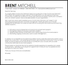 Construction Estimator Cover Letter Sample Cover Letter Templates Examples