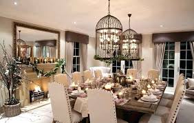 This mediterranean style formal dining room employs a sophisticated set of hardwood furniture in the form of the seven seater dining table set and the side console at the left of the room. Full Size Simple Dining Table Centerpiece Ideas Decorating Christmas Decoration Eclectic Extra Decor Room Elegant Freshsdg