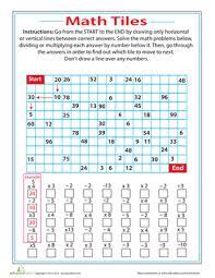 Math box multiplication version 1 directions: Tile Math Puzzle Worksheet Education Com