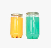 Wholesale clear round 500ml plastic juice can with aluminum lid