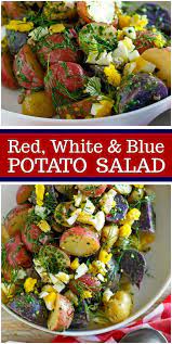 Red White And Blue Potato Salad Recipe Potatoe Salad Recipe Potato Salad Blue Potatoes