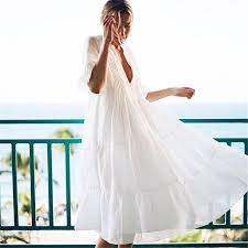 Oversize Women Summer Beachwear Long Kaftan Beach Dress White Cotton Tunic Bathing Suit Cover Ups Bikini Wrap Cover Up Q737 Cotton Beach Dresses White Beach Dress Summer White Flowy Dress