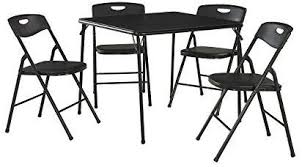 Amazon Com Cosco 5 Piece Folding Table And Chair Set Black Kitchen Dining Card Table And Chairs Table And Chair Sets Folding Table