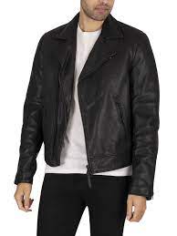 Superdry Men S Leather Biker Jacket Black Ebay