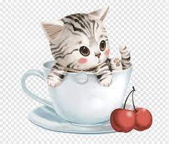 Kartun hand painted comel cat emoticon pakej. Kucing Putih Dan Abu Abu Di Cangkir Keramik Dekat Ceri Whatsapp Hari Kasih Sayang Kelucuan Hati Kucing Kartun Lucu Dalam Cangkir Teh Cinta Karakter Kartun Hewan Png Pngwing