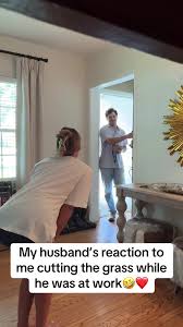 Hilarious Husband's Reaction to Wife Cutting Grass 🤣❤️