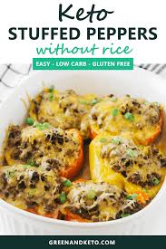 Directions in a dutch oven, cook beef, onion, chopped green pepper, garlic, salt and pepper over medium heat until beef is no. Keto Stuffed Peppers Without Rice Video Green And Keto