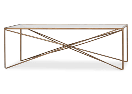 21 inches tall, 30 inches wide, and 11.5 inches deep. Nebula Coffee Table Antique Brass Urban Barn