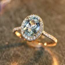 Halo Diamond And Aquamarine Engagement Ring In 14k Rose Gold Etsy Pave Diamond Wedding Ring Aquamarine Engagement Ring Engagement Rings