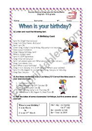 The cards in the mail, the how has celebrating your birthday changed over the years? When Is Your Birthday Esl Worksheet By Achadinha