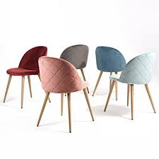 Amazon Com Greenforest Living Room Leisure Chair Wood Legs Velvet Fabric Cushion Seat Mental Wood Legs Velvet Dining Chairs Upholstered Chairs Dining Chairs