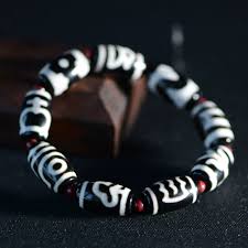 Tibetan Black And White Dzi Beads Bracelet