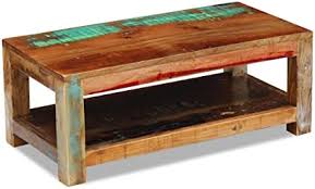 This exotic coffee table is made from reclaimed wood, which means that every piece of furniture is unique and slightly different from the other, and has characteristics of different woods used, like teakwood, sheesham wood, acacia, mango wood, saal wood etc. Coffee Table Solid Reclaimed Wood 90x45x35 Cm Furniture Tables Accent Tables Coffee Tables Amazon Co Uk Kitchen Home