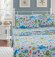 Better Home Style Multicolor Under The Sea Life Whales Fish Seahorse Sea Stars Octopus Lobster Kids Boys Teens 3 Piec Twin Sheet Sets House Styles Better Homes