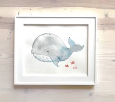 Whale Watercolor Fine Art Print Under The Sea Beach Decor Etsy Whale Nursery Decor Kids Bathroom Art Watercolor Whale