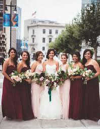 For Your Two Maid Of Honors Just An Idea Burgundy And Blush Wedding Bridesmaid Dress Colors Blush Wedding