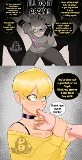 Rule 34 - Before And After Bimbofication Blonde Hair Blood Bra Bra Strap  Cayleb (diceyboi) Choker Claws Comic Crazy Eyes Diceyboi Drugs English Text  Female Female Focus Feminization Fingers In Mouth Hand