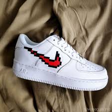 Nike Air Force 1 Custom Orange Pixel The Custom Movement In 2020 Custom Nike Shoes Custom Sneakers Nike Custom Painted Shoes