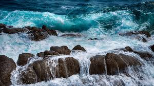 No wave great wave off kanagawa waves wallpaper laptop wallpaper anime chrome themes wave illustration japanese waves aesthetic art artist art. Ocean Waves Over Rocks Hd Wallpaper Background Image 2048x1152 Id 1050601 Wallpaper Abyss
