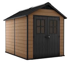 Amazon Com Keter 245114 Newton 7 5x7 Outdoor Storage Shed Mahogany Brown Garden Outdoor Outdoor Storage Sheds Plastic Sheds Wood Storage Sheds