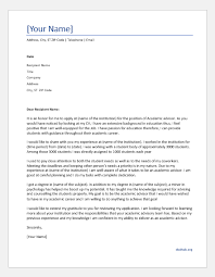 Cover Letter Samples For An Academic Advisor Document Hub