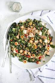 Farro Salad With Kale Sun Dried Tomatoes And Chickpeas Recipe Farro Salad Farro Recipes Sun Dried Tomato