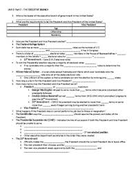 The Executive Branch Powerpoint Worksheets Teaching Resources Tpt