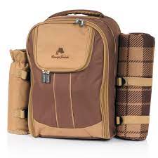 Bei dem picknickrucksack „diabolo ist die besonderheit, dass der nicht abnehmbare flaschenhalter vorne angebracht ist und nicht an der seite. Camping Outdoor Campfeuer Picknick Rucksack 4 Personen Kuhlfach Decke Geschirr 32 Teilig Braun Camping Outdoor Rucksacke